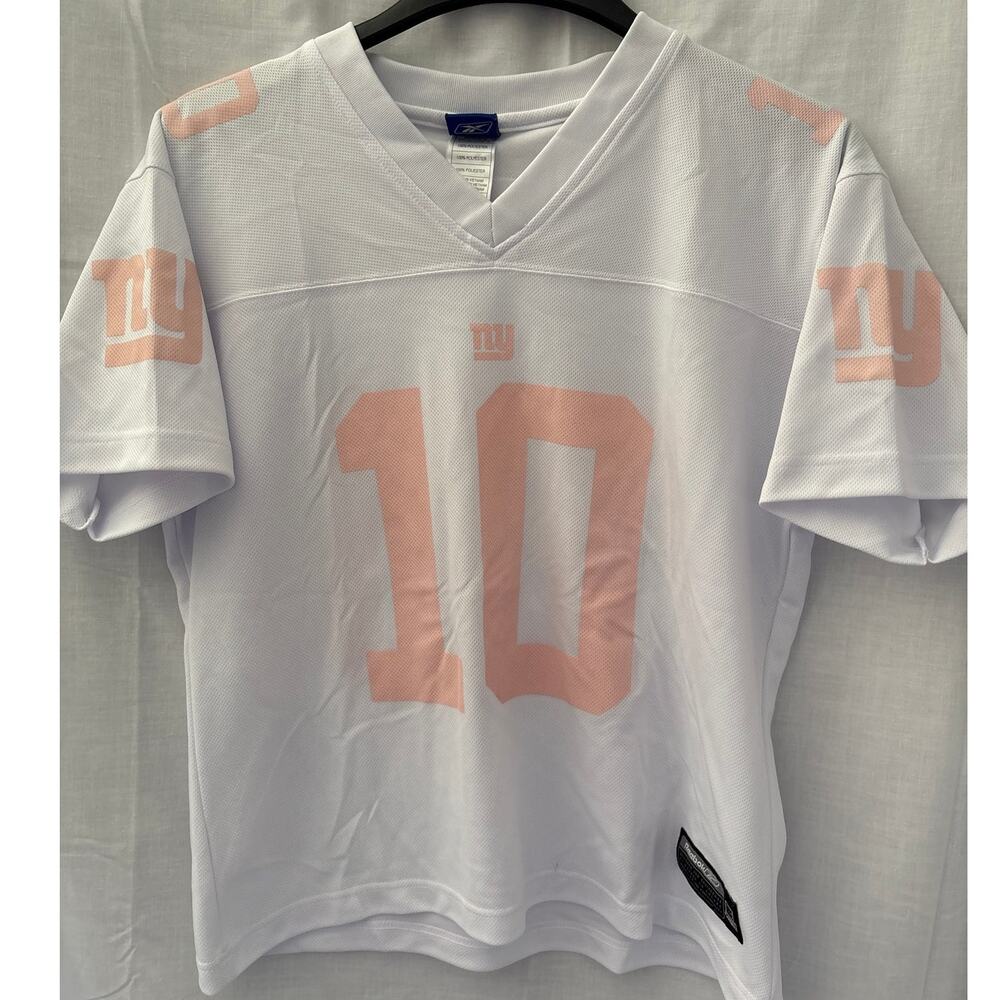 Reebok NFL New York Giants Eli Manning Womens Jersey Large White Pink